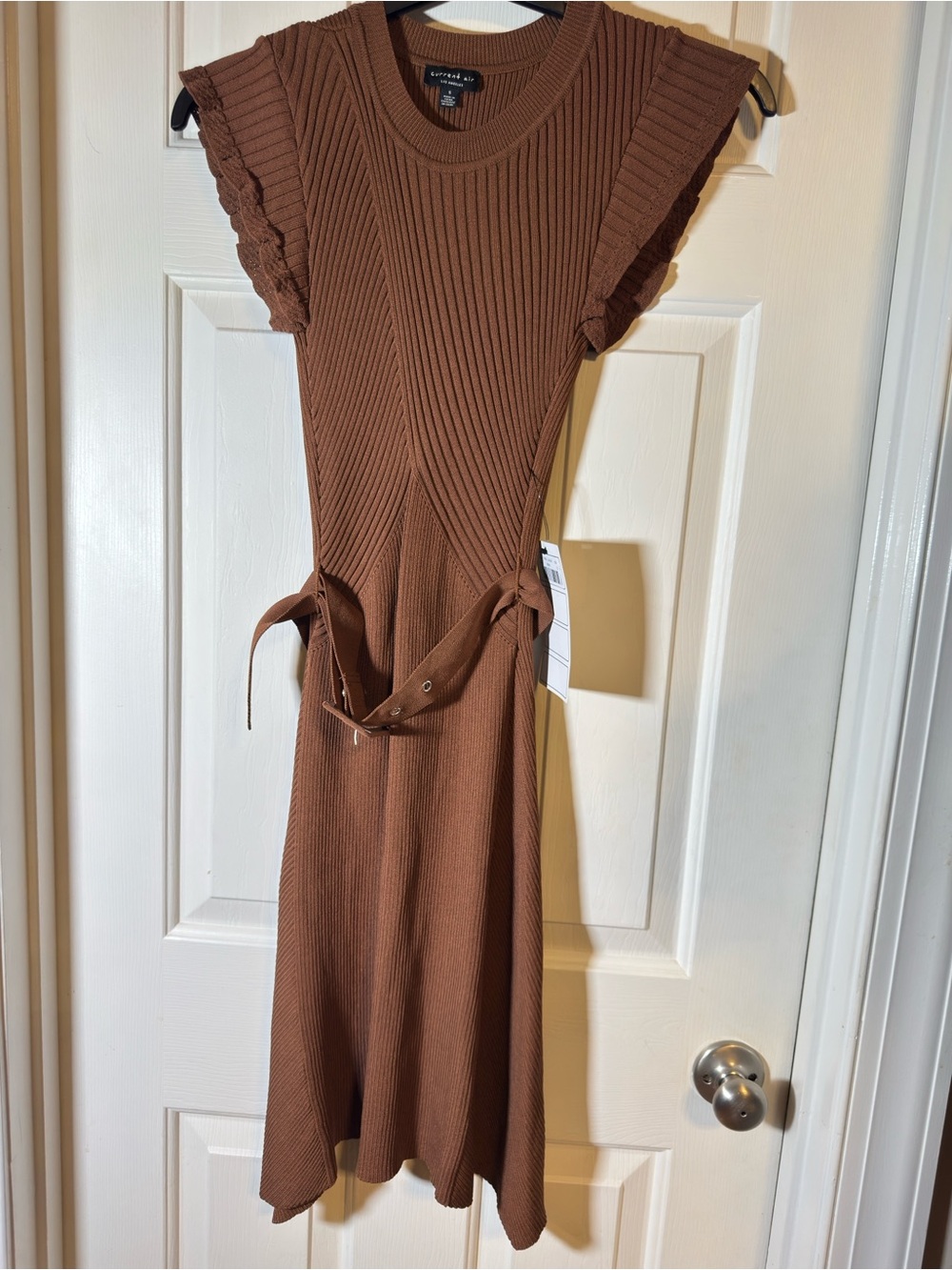 Anthropologie Current Air Brown Midi Sweater Dress- Cap Sleeves-Small-NWT